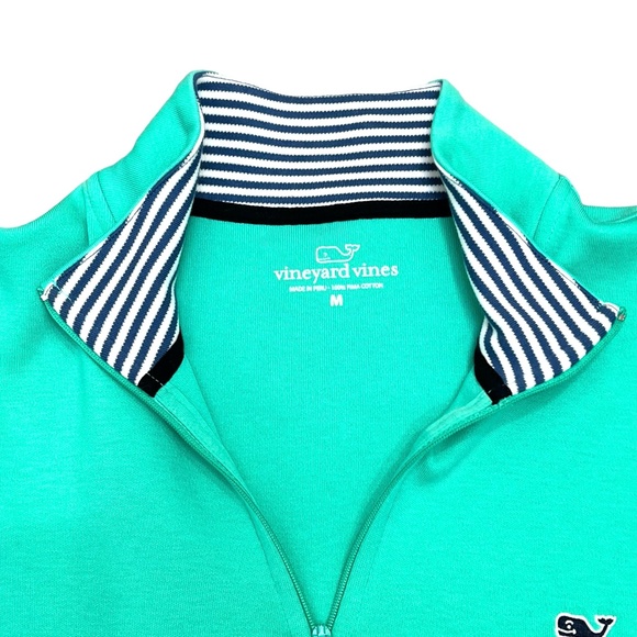 VINEYARD VINES SALTWATER PIMA COTTON MINT GREEN QUARTER ZIP PULLOVER - Picture 2 of 11